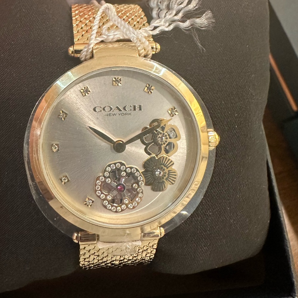 Coach Gold and Silver Luxury Watch with Crystal Accents